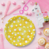 Aquarellpolka Dot - Gelb und Weiß erdig (2) Pappteller (Party)