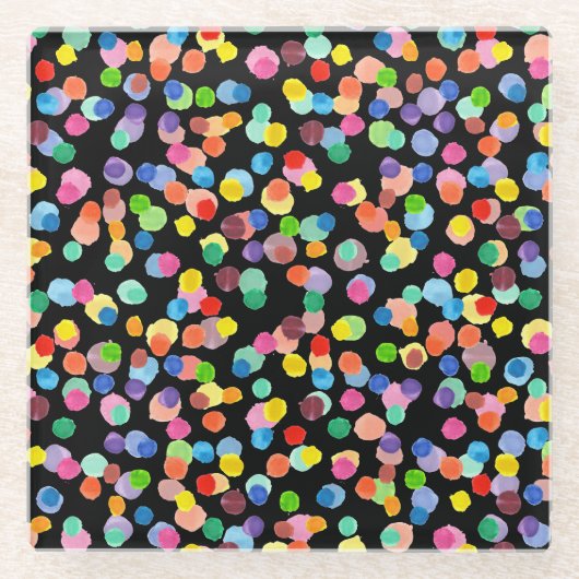 Aquarellpolka Dot, Osterhintergrund. Glasuntersetzer (Vorderseite)