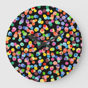 Aquarellpolka Dot, Osterhintergrund. Große Wanduhr