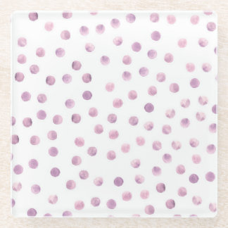Aquarellpolka Punkte, rosa geometrischer Hintergru Glasuntersetzer