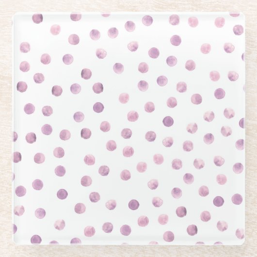 Aquarellpolka Punkte, rosa geometrischer Hintergru Glasuntersetzer (Vorderseite)