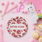 Aquarellpomegranate Rimmonim "Shabbat Shalom" Pappteller (Party)