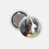 Aquarellporträt Berner Sennenhund Magnet (Vorderseite/Rückseite)
