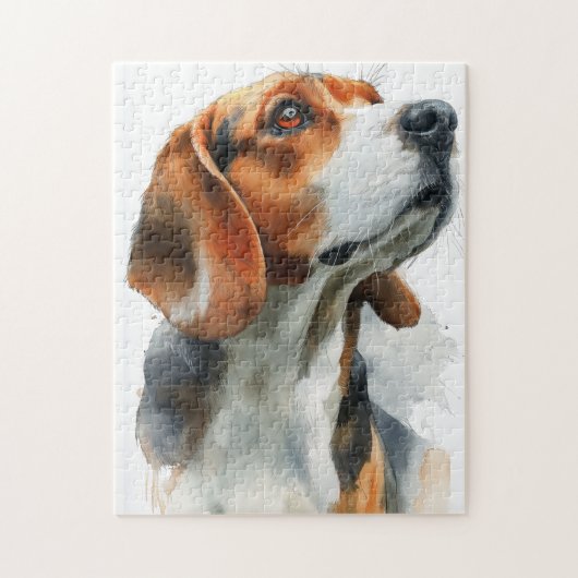 Aquarellporträt einer Beagle Puzzle (Vertikal)