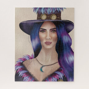 Aquarellporträt einer Steampunk-inspirierten Frau Puzzle