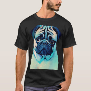 Aquarellprofil eines süßen Mops-Hundes. Digitale K T-Shirt