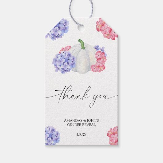 Aquarellpumkin Danke für die Gender-Enthüllung Geschenkanhänger (Vorderseite)