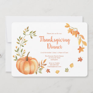 Aquarellpumkins Ernten Erntedank Dinner Einladung
