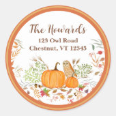 Aquarellpumpen & Auwl im Herbst Runder Aufkleber (Vorderseite)