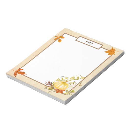 Aquarellpumpen & Blätter | Fall Themed Notepad Notizblock (Rotiert)