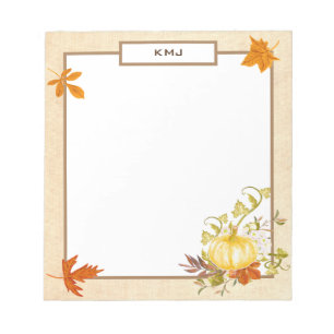 Aquarellpumpen & Blätter Fall Themed Notepad Notizblock