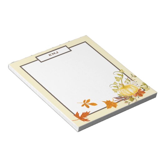 Aquarellpumpen & Blätter | Fall Themed Notepad Notizblock (angewinkelt)