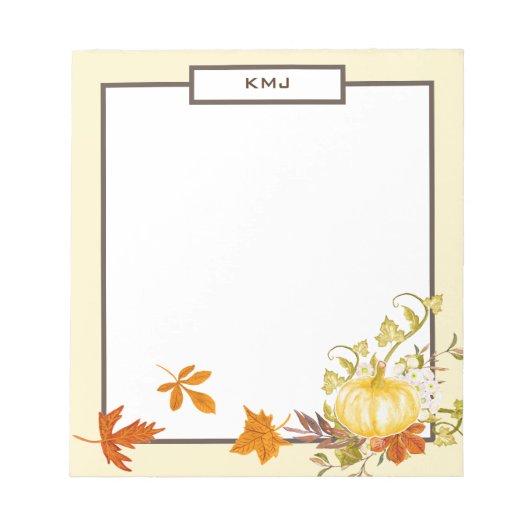 Aquarellpumpen & Blätter | Fall Themed Notepad Notizblock (Vorderseite)
