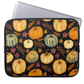 Aquarellpumpen: Herbst Nahtloses Muster. Laptopschutzhülle