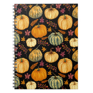 Aquarellpumpen: Herbst Nahtloses Muster. Notizblock