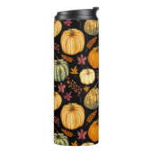 Aquarellpumpen: Herbst Nahtloses Muster. Thermosbecher (Nach links gedreht)