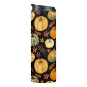 Aquarellpumpen: Herbst Nahtloses Muster. Thermosbecher (Nach rechts gedreht)