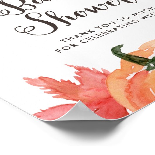 Aquarellpumpen Herbstdusche Begrüßung Poster (Ecke)