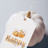 Aquarellpumpen & Orange Happy Thanksgiving Geschenkanhänger