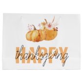 Aquarellpumpen & Orange Happy Thanksgiving Große Geschenktüte (Rückseite)