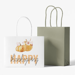 Aquarellpumpen & Orange Happy Thanksgiving Große Geschenktüte