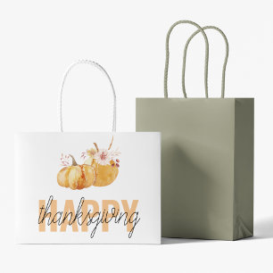 Aquarellpumpen & Orange Happy Thanksgiving Große Geschenktüte