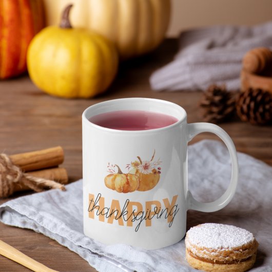 Aquarellpumpen & Orange Happy Thanksgiving Kaffeetasse