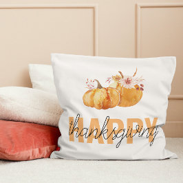 Aquarellpumpen & Orange Happy Thanksgiving Kissen
