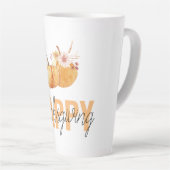 Aquarellpumpen & Orange Happy Thanksgiving Milchtasse (Rechte Ecke)