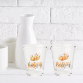 Aquarellpumpen & Orange Happy Thanksgiving Schnapsglas