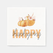 Aquarellpumpen & Orange Happy Thanksgiving Serviette (Vorderseite)