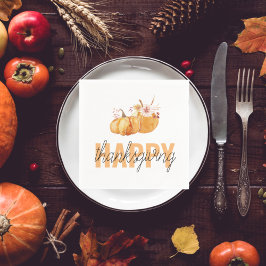 Aquarellpumpen & Orange Happy Thanksgiving Serviette