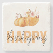Aquarellpumpen & Orange Happy Thanksgiving Steinuntersetzer (Vorderseite)