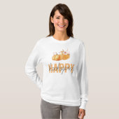 Aquarellpumpen & Orange Happy Thanksgiving T-Shirt (Vorne ganz)