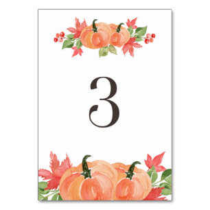 Aquarellpumpen und Ahornleaf-Swags Tabelle 3 Tischnummer