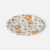 Aquarellpumpen und Blattmuster Pappteller (Schrägansicht)