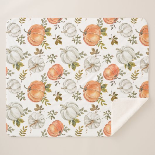 Aquarellpumpen und Blattmuster Sherpadecke (Vorderseite (Horizontal))