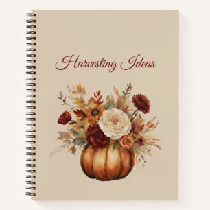 Aquarellpumpen und Blume, die Ideen ernten, Notizblock