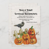 Aquarellpumpen und Crow Halloween-Einladung Einladung (Vorne/Hinten)