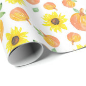Aquarellpumpen und Sonnenblumen Geschenkpapier (Rolleneckpunkt)