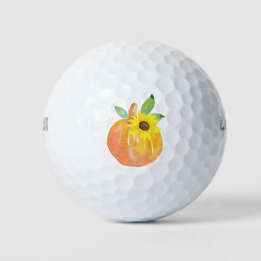Aquarellpumpen und Sonnenblumen Golfball (Vorderseite)