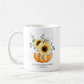 Aquarellpumpen und Sonnenblumen Herbstdusche Kaffeetasse (Links)