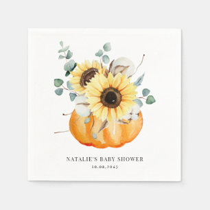 Aquarellpumpen und Sonnenblumen Herbstdusche Serviette