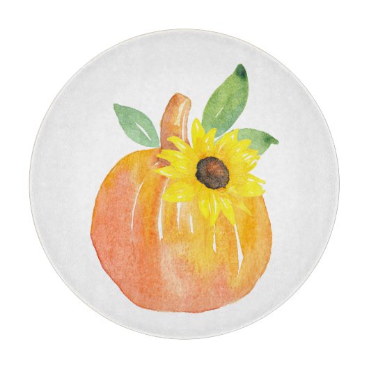 Aquarellpumpen und Sonnenblumen Schneidebrett (Vorderseite)