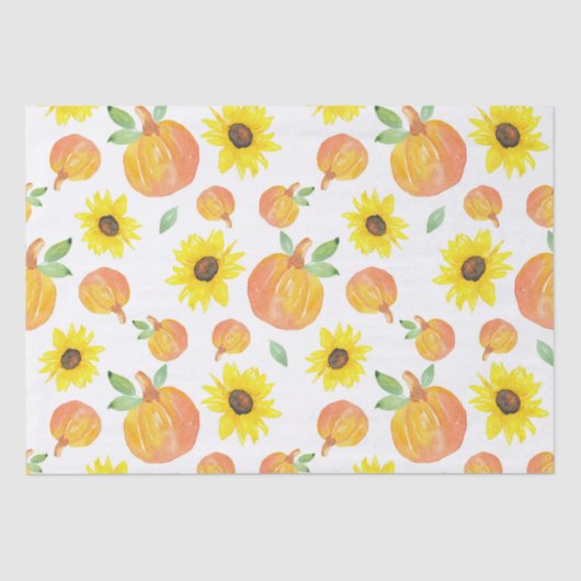 Aquarellpumpen und Sonnenblumen Seidenpapier (Vorderseite)