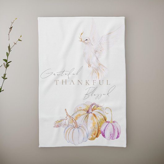 Aquarellpumpen und Weißtauben-Erntedank Geschirrtuch