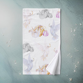 Aquarellpumpen und Weißtauben-Erntedank Handtuch