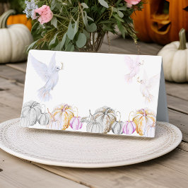 Aquarellpumpen und Weißtauben-Erntedank Platzkarte