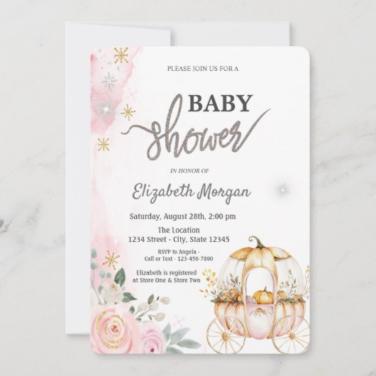 Aquarellpumpenwagen Polka Dots Babydusche Einladung (Vorderseite)