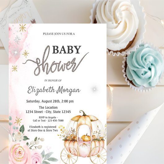 Aquarellpumpenwagen Polka Dots Babydusche Einladung